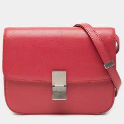 مملوكة مسبقًا حقيبة سيلين كلاسيك بوكسيه حمراء جلد عجل متوسطة