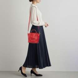 Pre Owned Celine Luggage Nano Red Leather Tote