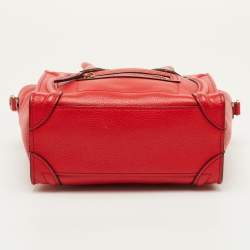 Pre Owned Celine Luggage Nano Red Leather Tote