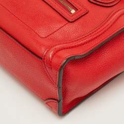 Pre Owned Celine Luggage Nano Red Leather Tote