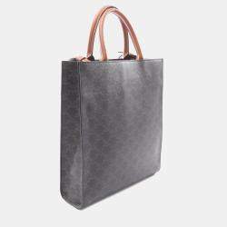 Pre Owned Celine Vertical Cabas Triomphe Small Brown Canvas and Leather Tote Bag