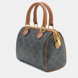 مملوكة مسبقًا Celine Brown Coated Canvas Triumph Boston Bag Small