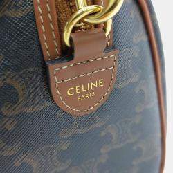 مملوكة مسبقًا Celine Brown Coated Canvas Triumph Boston Bag Small