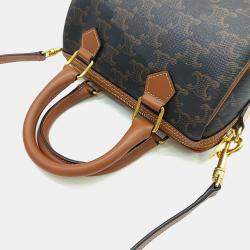 مملوكة مسبقًا Celine Brown Coated Canvas Triumph Boston Bag Small