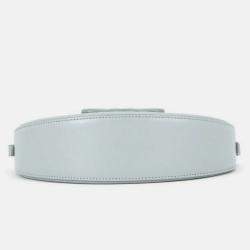 Pre Owned Celine Cuir Triomphe Buzas Shoulder Bag Light Blue Calf Leather