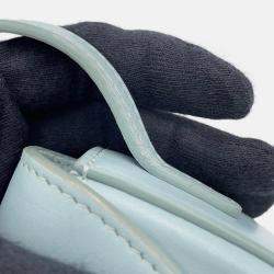 Pre Owned Celine Cuir Triomphe Buzas Shoulder Bag Light Blue Calf Leather