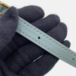 Pre Owned Celine Cuir Triomphe Buzas Shoulder Bag Light Blue Calf Leather