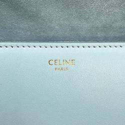 Pre Owned Celine Cuir Triomphe Buzas Shoulder Bag Light Blue Calf Leather