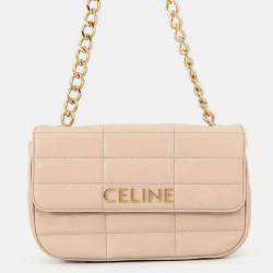 مملوكة مسبقًا Celine Mono Chrome Chain Shoulder Bag Beige Leather