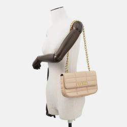 مملوكة مسبقًا Celine Mono Chrome Chain Shoulder Bag Beige Leather