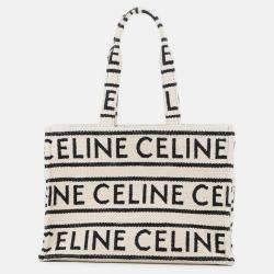 مملوكة مسبقًا Celine Kabataï­ Tote Bag White/Black Cotton Size Large