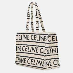 مملوكة مسبقًا حقيبة يد سيلين كاباتاي قطن أبيض/أسود كبيرة