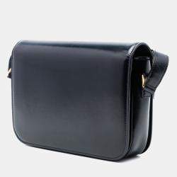 Pre Owned حقيبة كروس بودي جلد عجل لامع كلاسيك أسود سيلين تريومف