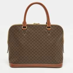 مملوكة مسبقًا Celine Brown Macadam Print Coated Canvas and Leather Dome Bag