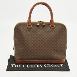 مملوكة مسبقًا Celine Brown Macadam Print Coated Canvas and Leather Dome Bag