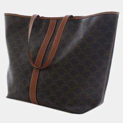 مملوكة مسبقًا Celine Brown Medium Triomphe Coated Canvas Cabas Tote