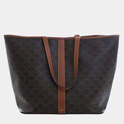 مملوكة مسبقًا Celine Brown Medium Triomphe Coated Canvas Cabas Tote
