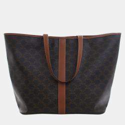 مملوكة مسبقًا Celine Brown Medium Triomphe Coated Canvas Cabas Tote