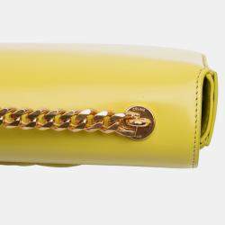 Pre Owned حقيبة كتف بسلسلة كلود جلد عجل لامع أصفر سيلين
