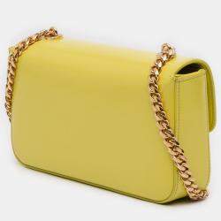 Pre Owned حقيبة كتف بسلسلة كلود جلد عجل لامع أصفر سيلين