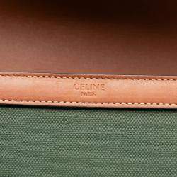 Pre Owned Celine Green Teen Canvas and Calfskin Triomphe Crossbody