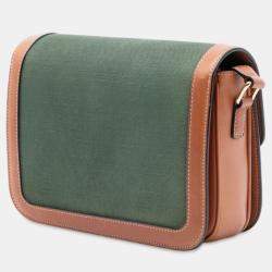 Pre Owned Celine Green Teen Canvas and Calfskin Triomphe Crossbody