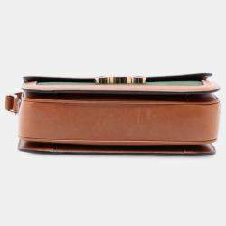 Pre Owned Celine Green Teen Canvas and Calfskin Triomphe Crossbody