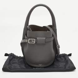 Pre Owned Celine Big Grey Nano Leather Bucket Bag