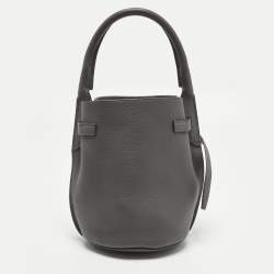 Pre Owned Celine Big Grey Nano Leather Bucket Bag