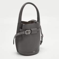 Pre Owned Celine Big Grey Nano Leather Bucket Bag