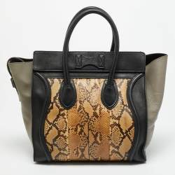 مملوكة مسبقًا Celine Luggage Mini Tricolor Leather and Python Tote