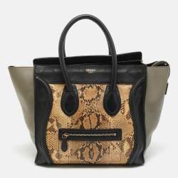 Pre Owned حقيبة يد سيلين لاغيدج جلد وثلاثي الألوان صغيرة والاسم بايثون