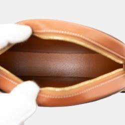 Pre Owned Celine Brown Small Houndstooth Canvas and Calfskin Cuir Triomphe Oval Crossbody