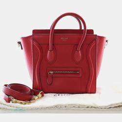 مملوكة مسبقً�ا Celine Red Nano Leather Luggage Tote