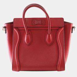 مملوكة مسبقًا Celine Red Nano Leather Luggage Tote