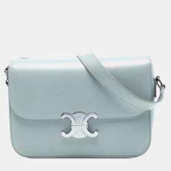 Pre Owned Celine Blue Classique Shiny Calfskin Triomphe Crossbody