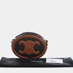 Pre Owned حقيبة كروس سيلين تريومف بيضاوية قماش مطلي بني تريومف جلد