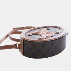 Pre Owned حقيبة كروس سيلين تريومف بيضاوية قماش مطلي بني تريومف جلد