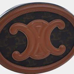 Pre Owned حقيبة كروس سيلين تريومف بيضاوية قماش مطلي بني تريومف جلد