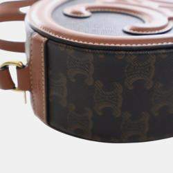 Pre Owned حقيبة كروس سيلين تريومف بيضاوية قماش مطلي بني تريومف جلد