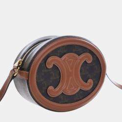 Pre Owned حقيبة كروس سيلين تريومف بيضاوية قماش مطلي بني تريومف جلد