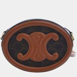 Pre Owned حقيبة كروس سيلين تريومف بيضاوية قماش مطلي بني تريومف جلد