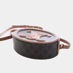 Pre Owned حقيبة كروس سيلين تريومف بيضاوية قماش مطلي بني تريومف جلد