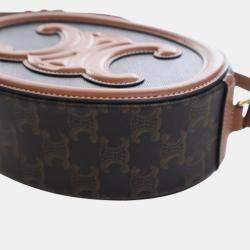 Pre Owned حقيبة كروس سيلين تريومف بيضاوية قماش مطلي بني تريومف جلد