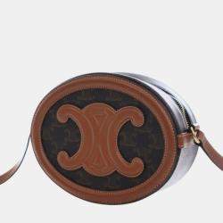 Pre Owned حقيبة كروس سيلين تريومف بيضاوية قماش مطلي بني تريومف جلد