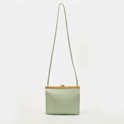 مملوكة مسبقًا Celine Clasp Mini Light Green Leather Crossbody Bag