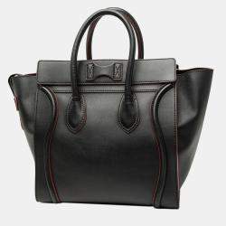 مملوكة مسبقًا حقيبة يد سيلين لاغيدج صغيرة جلد عجل أملس ثنائي اللون أسود