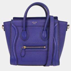 مملوكة مسبقًا Celine Blue Leather Nano Luggage Tote Bag