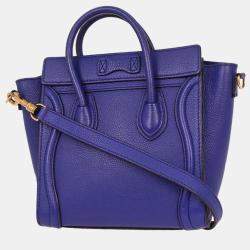 مملوكة مسبقًا حقيبة يد سيلين نانو لاغيدج جلد زرقاء