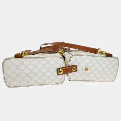 مملوكة مسبقًا Celine White Brown Macadam Twin Backpack
